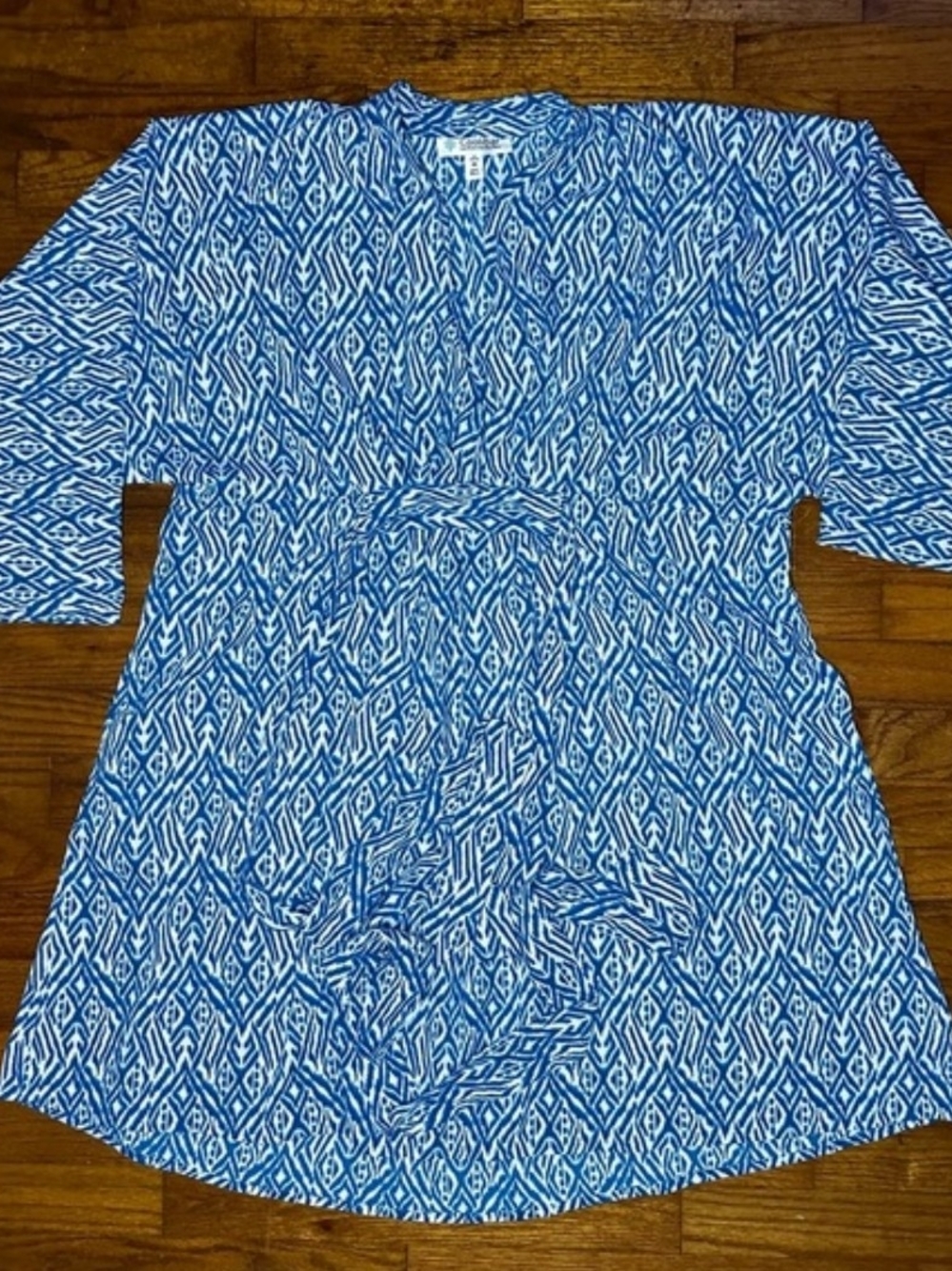 Coolibar Women's Blue Ikat Print Swim Cover-Up Dress - Size Medium - Picture 10 of 13